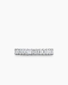 DY Eden Eternity Band Ring in Platinum with Emerald Diamonds, 3.5mm Emerald Eternity Band, Diamond Eternity Band, Eternity Band Ring, Eternity Band Diamond, Diamond Eternity, Eternity Band, Emerald Diamond, Emerald Ring, David Yurman