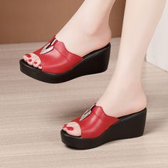 Shipping: Worldwide Express Shipping AvailableDelivery time: 7-15Days Fast ShippingReturns: Fast refund, 100% Money Back Guarantee. Summer Wedges, Leather Wedge Sandals, Sandals Black, Mid Heel, Summer 2023, Platform Shoes, Summer 2024, Womens Slippers, Black Sandals