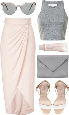 blush and grey Rocker Girl, Rock Outfit, Outfit Chic, Skirt Maxi, Cooler Look, Outfit Trends, Polyvore Outfits