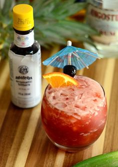 Xmas Cocktails, Cocktail Umbrella, Apricot Brandy, Bitters Recipe, Cherry Syrup, Cocktail Umbrellas, Cocktail Bitters, Orange Wedges