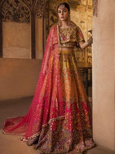 Bollywood Style Dabka Lehenga In Jamawar, Floor-length Raw Silk Lehenga With Dabka Detail, Floor-length Raw Silk Lehenga With Dabka, Festive Jamawar Lehenga With Dabka Work, Semi-stitched Dola Silk Lehenga With Dabka, Semi-stitched Lehenga In Dola Silk With Dabka Details, Semi-stitched Lehenga With Dabka On Dola Silk, Jamawar Lehenga For Wedding With Traditional Drape, Wedding Lehenga In Jamawar With Dabka Detailing