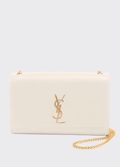 Saint Laurent Monogram YSL Medium Chain Shoulder Bag - Bergdorf Goodman Ysl Crossbody, Ysl Crossbody Bag, 1 Of 1, Chain Shoulder Bag, Quilted Leather, Bergdorf Goodman, Bago, Chain Strap, Pebbled Leather