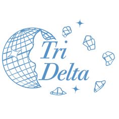 the logo for tri delta, which features an earth globe and stars