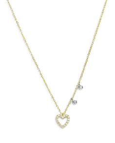 Meira T 14K Yellow Gold Diamond Heart Pendant Necklace, 18 Yellow Gold Double Heart Necklace With 17 Jewels, Heart-shaped Yellow Gold Necklace With Diamond Accents, Yellow Gold Fine Jewelry Necklace For Valentine's Day, Formal Yellow Gold Double Heart Necklace, Valentine's Day Yellow Gold Fine Jewelry Necklace, Valentine's Day Yellow Gold Fine Necklace, Gold Double Heart Diamond Necklace, Fine Jewelry Heart Necklace With 17 Jewels, Yellow Gold Heart-shaped Diamond Necklace