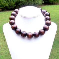 image 0 Brown Beaded Necklace, Abalone Earrings, Necklace Wood, Necklace Mens, Mens Necklace, Brown Necklace, Wooden Bracelet, Ethnic Necklaces, Necklace Chunky