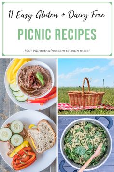 the ultimate guide to picnics with text overlay that reads 11 easy gluen and dairy free picnic recipes