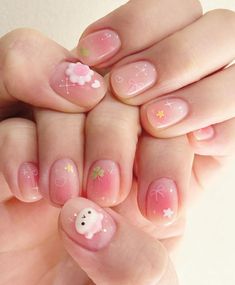 Korilakkuma Nails, Kawaii Nail Art, Baby Nails, Summery Nails