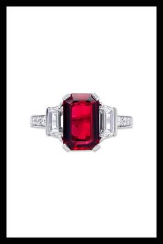 Bayco Jewels - Emerlad Cut Ruby Ring Watch Winders, Exclusive Gift, Ruby Ring, Ring Collections, Gemstone Colors, Watch Strap, Ring Necklace, Jewelry Shop, Diamond Jewelry