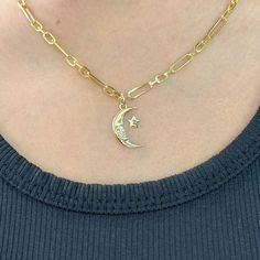 "This precious necklace is composed of 14K solid gold.  This design is available to be purchased as a charm alone and can be combined with any of our popular chains or enhancers. ♦ Crescent Moon Dimensions: approximately 11mm (W) x 17mm (L, not including the bail) ♦ Weight: approximately 1.5 grams of 14K solid gold ♦ Metal Finish: High Shine Polish ♦ This design is available in Rose, White and Yellow 14K Gold ♦ Our inventory is limited on Etsy. You can find more quantities and unique designs by Solid Gold Charms, Crescent Shape, Man On The Moon, On The Moon, Unique Necklaces, Gold Charm, Jewelry Gift Box, Crescent Moon, Jewelry Branding