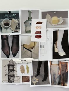 an open book with pictures of women's legs and shoes on it, all in different colors