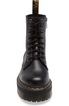 Dr. Martens Jadon Pisa Platform Boot (Women) | Nordstrom Leather Chunky Platform Lace-up Ankle Boots, Leather Lace-up Boots With Zipper For Streetwear, High-top Heeled Boots With Lug Sole For Streetwear, Lace-up Leather Moto Boots With Chunky Platform, Edgy Combat Boots With Zipper And Round Toe, Edgy Combat Boots With Zipper Closure And Round Toe, Streetwear Lace-up Boots With Zipper And Round Toe, Fall Streetwear Lace-up Boots With Zipper, Edgy Lace-up Boots With Zipper And Round Toe