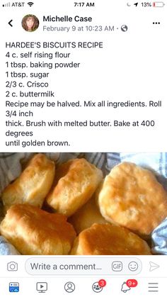 the recipe for baked biscuits is displayed on an iphone screen, and it appears to be made from scratch