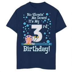 Celebrate in style with this Spongebob themed t-shirt! Featuring Gary, your birthday kiddo will love seeing friends and family dressed in this SpongeBob SquarePants graphic tee to celebrate their birthday. Graphic printed tee Short sleeves CrewneckFABRIC & CARE Cotton Machine wash Imported Size: X Small. Color: Navy. Gender: male. Age Group: kids. Birthday Graphic, 8th Birthday, Spongebob Squarepants, Boys Top, Boy's Clothing, Brand Names, Fabric Care, Short Sleeve Tee, Age Group