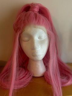 Comfortable, sturdy wig made to last. Drag Costume, Lacefront Wig, Long Hots, High Ponytail, High Ponytails, Wig Making, Costume Cosplay, Half Up, Hot Pink