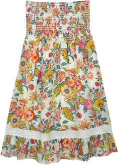 A lovely, bright and fun floral spring-summer short dress, with tube style smocking on the bust or on the waist if worn like a skirt. The flowers print is a full bloom with lace going across the body. #tlb #Sleeveless #beachwrap #Floral #SleevelessBohoDress #ShortSundress Spring Dress With Smocked Bodice, Spring Dress With Smocked Bodice And Skirted Shape, Spring Beach Floral Dress With Smocked Bodice, Spring Sundress With Smocked Bodice And Tiered Skirt, Bohemian Summer Floral Dress With Smocked Bodice, Bohemian Floral Dress With Smocked Bodice For Summer, Summer Bohemian Floral Dress With Smocked Bodice, Summer Tiered Skirt Dress With Elastic Waistband, Spring Floral Patchwork Dress