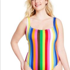 Questions? Leave A Comment Below! Nwot Tabitha Brown, Striped One Piece, Rainbow Stripes, Bathing Suit, Bathing Suits, Pink Blue, Target, Rainbow, One Piece