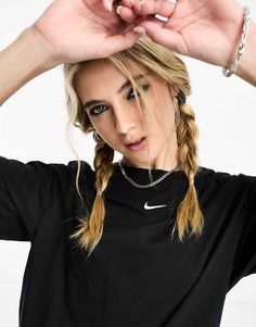 Top by Nike Cart-worthy find Crew neck Drop shoulders Logo embroidery to chest Oversized fit Nike Essentials, Holiday Party Attire, Buy Jeans, Spring Floral Dress, Black Long Sleeve Dress, Jumpsuit Shorts Rompers, Long Black Dress, Bad Hair Day, Satin Slip Dress