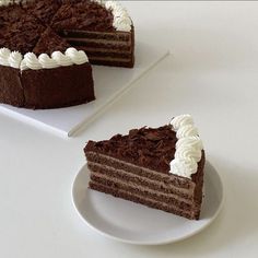 two slices of chocolate cake with white frosting