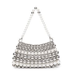 Adorned with a lavish display of pearls, the Karen Retro Pearl Handbag is a true masterpiece of craftsmanship. Each pearl is meticulously encrusted to create a dazzling mosaic that radiates a timeless charm. Its practicality is at the forefront of its design, ensuring that it's not just pleasing to the eye but also highly functional. This handbag is the perfect choice for every woman! Exclusively available in silver. Luxury Pearl Bag As Gift, Luxury Evening Bag With Pearl Embroidery, Elegant White Bags With Pearl Chain, Evening Bags With Pearl Chain, Luxury Silver Shoulder Bag With Pearl Handle, Silver Shoulder Bag With Pearl Handle As A Gift, Elegant Beaded Pearl Shoulder Bag, Elegant Pearl Beaded Shoulder Bag, Formal Pearl White Pearl Shoulder Bag