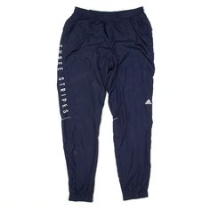 ADIDAS Track Pants Blue Tapered Mens L W28 L30 Blue Sweatpants With Three Stripes For Streetwear, Blue Sports Joggers With Three Stripes Branding, Blue Joggers With Three Stripes Branding For Sports, Blue Joggers With Three Stripes For Sports, Blue Joggers With Three Stripes Branding For Jogging, Blue Athleisure Pants With Three Stripes Branding, Blue Joggers With Three Stripes For Jogging, Blue Adidas Jogging Bottoms, Blue Striped Jogging Bottoms