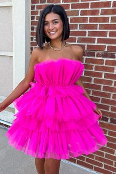 Shedestiny this gown features a strapless neckline and tiered skirt with ruffles.#hoco2023#homecomingdresses#formaldresses#homecoming#schooleventdress#holidaydress#graduationdress#cocktaildress Skirt With Ruffles, Tulle Material, Hoco Dress, Dress With Ruffles, Hoco Dresses, Tiered Skirt, Holiday Dresses, Homecoming, Custom Sizing