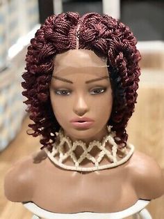 Braided afro curly wig. just as pictured. color is burgundy. It’s Just As | eBay