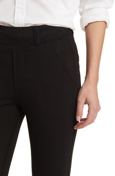 Leggings to take you from work to play to just chilling feature trouser detailing and are cut in a cropped length from superstretch cotton for peak comfort. 24 1/2" inseam; 11" leg opening; 11 1/2" front rise; 14" back rise (size Medium) Pull-on style; faux fly Front slant pockets; faux back welt pockets 88% cotton, 12% spandex Machine wash, tumble dry Made in the USA Elastane Cropped Leg Pants For Workwear, Stretch Cropped Leg Office Pants, Stretch Cropped Leg Dress Pants For Business Casual, Stretch Business Casual Cropped Pants, Stretch Elastane Work Pants, Tapered Leg Capris For Workwear, Stretch Elastane Ankle-length Work Pants, Stretch Cropped Leg Pants For Business Casual, Stretch Ankle-length Elastane Work Pants