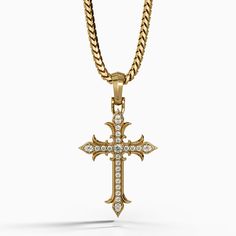 Mens Gold Cross Pendant Necklace with Diamonds Gold Pendants For Men, Spiritual Armor, Cross Necklace For Men, Beacon Of Light, Gold Cross Necklace, Cross Chain, Gold Cross Pendant, Diamond Cross Pendants, Diamond Cross