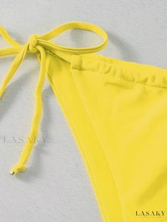 Lasaky - Chic Frill Two-Piece Bikini Set with Tie Side Bandeau and Hollow Out Details - Premium Womens Swimwear & Clothing Swimwear Outfit, Lettuce, Womens Swimwear, No Frills, Off The Shoulder, Two Piece, Weaving, Clothes