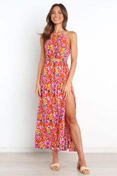 Senorita Dress - Floral - Petal & Pup USA May Wedding Guest Dress, Leg Split, Resort Dresses, Usa Dresses, Dresses By Length, Sweet Dress, Halter Neckline, Sleeveless Maxi Dress, Floral Midi Dress