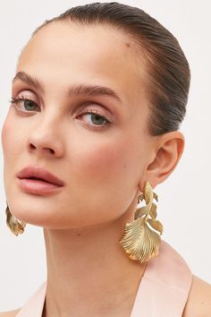 Gold Plated Statement Earrings Trendy Plated Earrings For Party, Elegant Spring Hoop Earrings, Elegant Hoop Earrings For Summer Wedding, Elegant Summer Wedding Hoop Earrings, Elegant Metal Hoop Earrings For Spring, Elegant Metal Earrings For Summer, Elegant Summer Metal Earrings, Chic Evening Jewelry For Spring, Gold Earrings For Spring Party