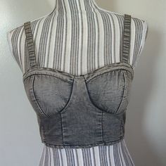 Faded Gray Bustier Bralette Corset Crop Top Brand: B.O.G.Collective Size:Xs Color: Faded Gray Style: Denim Padded Bra Pullover / Pull On Adjustable Straps (Two Button Hole) All Back Elasticated 65% Cotton 35% Polyester New With Tags Please See All Pictures For Details Chic Crop Top With Adjustable Straps And Underwire, Fitted Bandeau Tank Top With Adjustable Straps, Fitted Crop Top Bra With Removable Pads, Trendy Fitted Tube Top With Adjustable Straps, Fitted Crop Top Bra With Built-in Support, Trendy Fitted Tank Top With Removable Bra Pads, Fitted Crop Top With Adjustable Straps And Underwire, Underwire Crop Top With Adjustable Straps For Summer, Fitted Summer Bra With Built-in Support