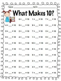 a worksheet with the words what makes 10? and an image of a number line