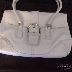 Coach: Authentic Medium Leather Bag (Off White). Brand New, No Scratches And No Marks. Perfect For The Spring And Summer Season Cream Shoulder Bag With Palladium Hardware For Office, White Office Bags With Silver-tone Hardware, White Shoulder Bag With Palladium Hardware For Office, White Satchel With Silver-tone Hardware For Office, White Office Satchel With Silver-tone Hardware, White Shoulder Bag With Silver-tone Hardware For Office, Coach White Shoulder Bag For Office, White Coach Shoulder Bag For Office, Cream Coach Bags For Office