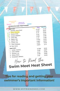 Swim Meet Heat Sheet. Sports Mom Bag, Family Summer Bucket List, Event Entry, Pool Essentials, Swim Meet, Competitive Swimming, Team Mom