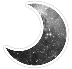 the moon with stars on it sticker is shown in black and white, against a dark background