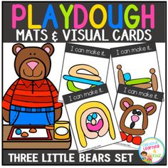 playdouh mats and visual cards with teddy bears