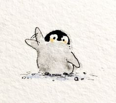 a drawing of a penguin in the snow