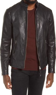 AllSaints Cora Leather Jacket | Nordstrom Moto Leather Jacket With Ykk Zipper, Fitted Leather Jacket With Zipper, Fitted Leather Jacket With Zipper Closure, Fall Leather Jacket With Button Zip Fly, Fitted Leather Jacket With Ykk Zipper, Fall Leather Biker Jacket With Ykk Zipper, Leather Long Sleeve Biker Jacket For Fall, Classic Long Sleeve Biker Jacket With Zipper Closure, Edgy Leather Jacket With Zip Fly