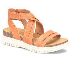 The perfect sandal for everyday adventures and sunny weekend getaways, the sporty Calvina is designed with soft ruched leather straps and a grooved outsole for comfort and flexibility. From Comfortiva. Sporty Sandal, Luggage Sizes, Leather Sandals Women, Shoe Carnival, Sandals Brands, Slingback Sandal, Strappy Sandals, Weekend Getaways, Leather Sandals