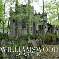 an old house surrounded by trees with the words williamswood castle on it's front