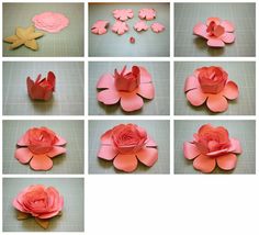 the process of making paper flowers is shown