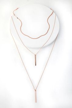 Chic Rose Gold Necklace - Choker Necklace - Layered Necklace - Lulus Bar Pendants, Layer Jewelry, Necklace Layers, Gold Rhinestone Earrings, Silver Gold Necklace, Dainty Rose, Layered Choker Necklace, Necklace Layered, Layered Chokers