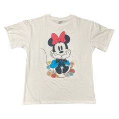 Colorful And Totally Soft. Sure To Become An Essential Part Of Your Casual Tee Collection, You'll Love The Relaxed Fit That Looks Just As Good Untucked As It Does Tucked. The Sketched Graphic Adds An Artsy Touch. White Mickey Mouse Crew Neck T-shirt, Cute Mickey Mouse Cotton T-shirt, Cute Minnie Mouse T-shirt For Summer, Playful Cotton T-shirt With Minnie Mouse, Disney White Top With Letter Print, Playful Minnie Mouse Cotton T-shirt, White Disney Crew Neck T-shirt, Trendy White Mickey Mouse Tops, Trendy White Tops With Mickey Mouse Design