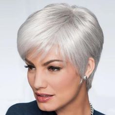 Women Short White Hair Wig with Bangs Pixie Cut Wig Synthetic Short Straight Wig, #AD, ##Straight, #SPONSORED, #Synthetic, #Cut, #Pixi Bob Lung, Platinum Hair Color, Gabor Wigs, Shampoo For Gray Hair, Short White Hair, Grey Hair Dye, Short Grey Hair, Beautiful Hair Color, Platinum Hair