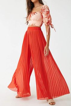 Pleated Palazzo Pants, Celana Fashion, Sheer Pants, Fashionista Clothes, Summer Pants, Pantalon Large