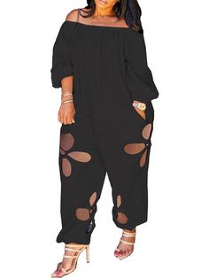 Material:90-95% Polyester. Features:Long sleeve. off-shoulder. solid color. elastic cuff. hollow out. jumpsuits.Style:Casual. Summer Off-shoulder Loungewear Jumpsuits And Rompers, Casual Cutout Jumpsuits And Rompers For Spring, Casual Off-shoulder Jumpsuit For Party, Casual Spring Jumpsuits And Rompers With Cutout, Casual Off-shoulder Jumpsuits And Rompers For Party, Casual Off-shoulder Jumpsuits And Rompers For Night Out, Black Long Sleeve Jumpsuits And Rompers For Spring, Long Sleeve Solid Color Jumpsuit For Spring, Spring Long Sleeve Solid Color Jumpsuits And Rompers