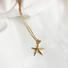 Starfish Necklace Gold, Necklace Star, Starfish Pendant, Detailed Necklace, Starfish Necklace, Star Fish, Tiny Star, Seashell Necklace, Discount Jewelry