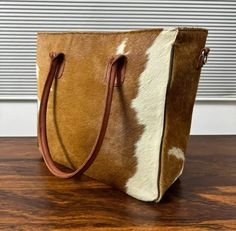 #ad Natural Cow hair on leather ladies bag | Natural Tan & White Ladies Tote Bag - Nappy Gift, Western Tote Bags, Leather Bag Handmade, Cowhide Pattern, Western Bag, Cowhide Purse, Market Tote Bag, Nappy Bag