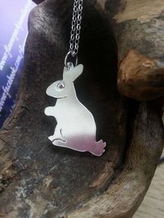 The bunny necklace,rabbit pendant,bunny jewelry in sterling silver. Cute rabbit silver necklace is fully hand crafted. Unique rabbit pendant hung on 18 inch sterling silver chain. This can be lovely Easter gift. All my item is handmade. The size of this silver bunny is 20 x 30 mm. The cute bunny will come in organza bag. Gift boxed available. Silver Bunny Design Jewelry For Gifts, Silver Bunny Design Jewelry Gift, Silver Jewelry With Bunny Design For Gift, Unique Rabbit, Bunny Jewelry, Bunny Necklace, Rabbit Pendant, Original Jewelry, Cute Bunny